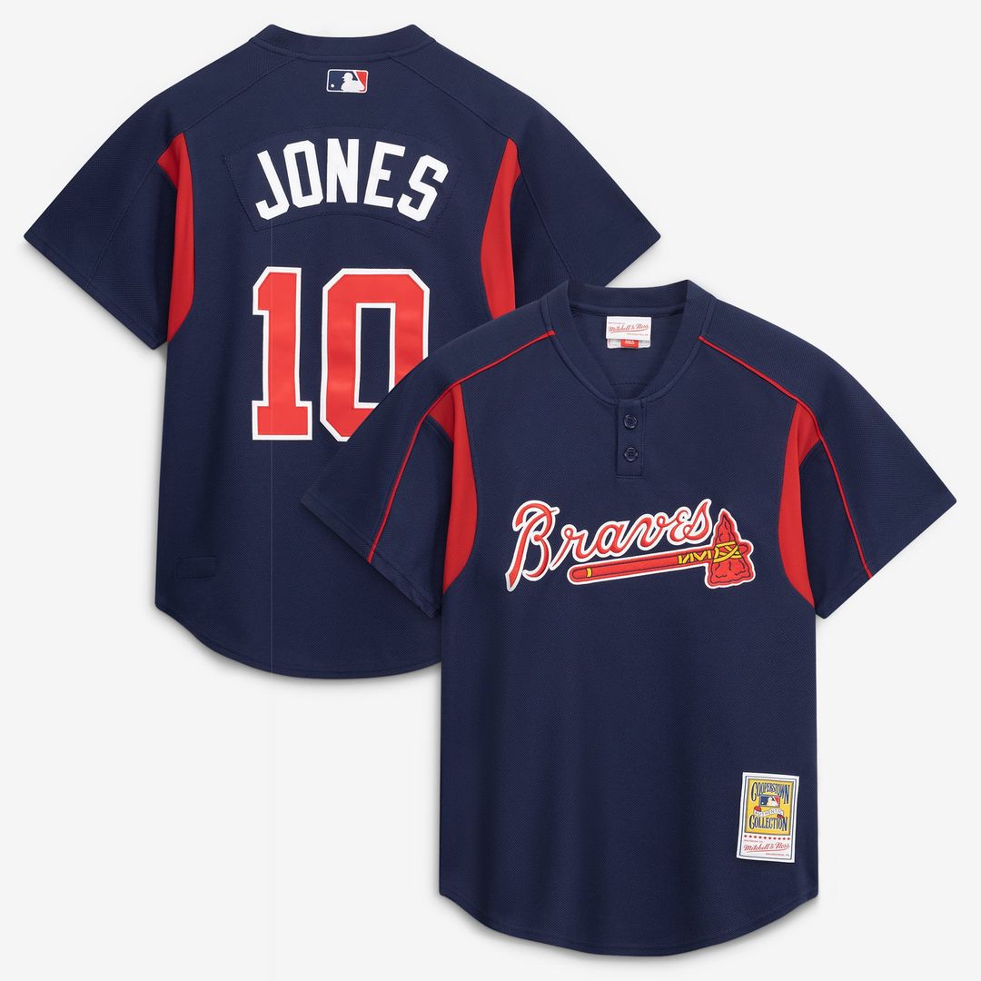 Men's Atlanta Braves Chipper Jones Navy Batting Practice MLB Baseball Jersey - view 1