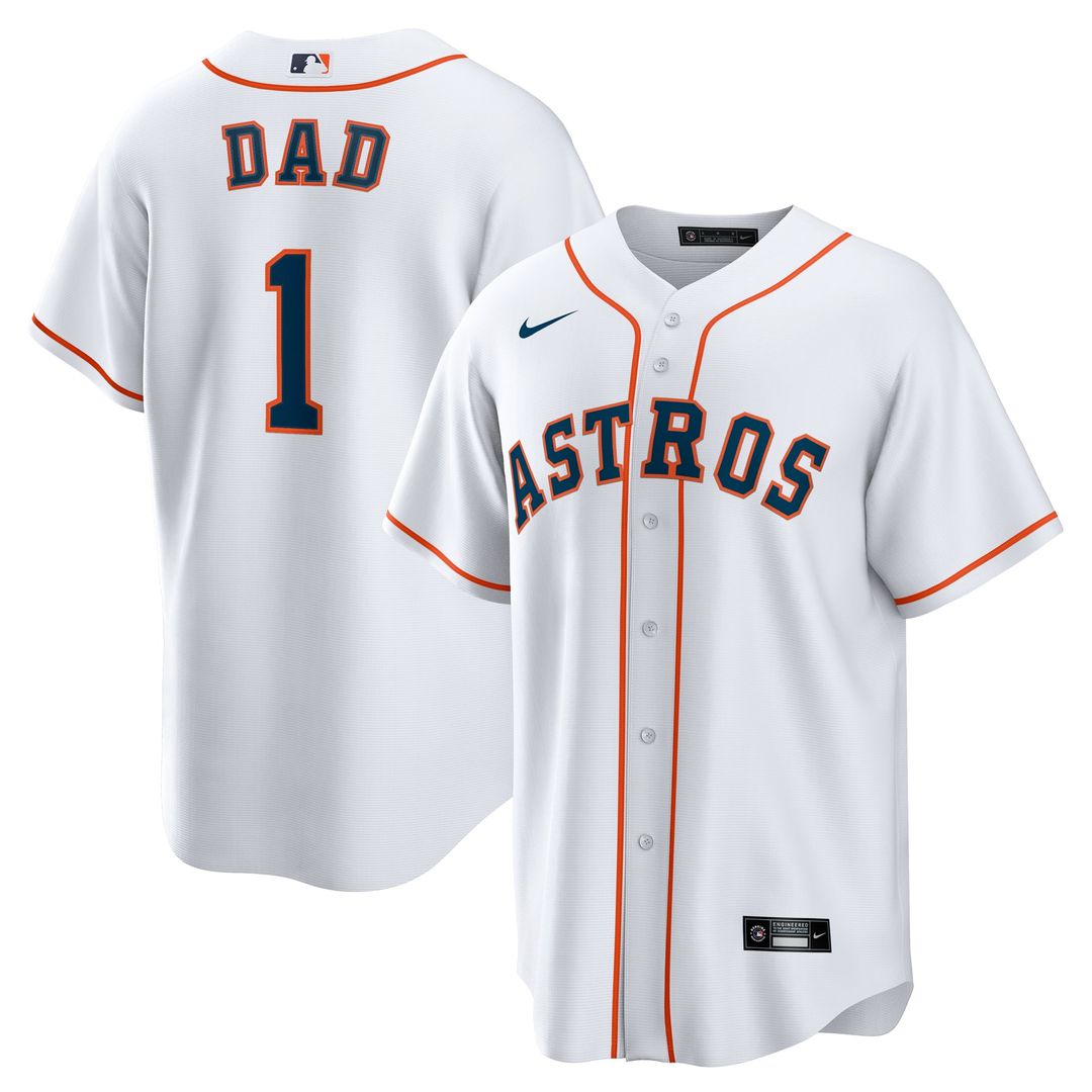 Men's Houston Astros White #1 Dad Home Replica MLB Baseball Jersey - view 1