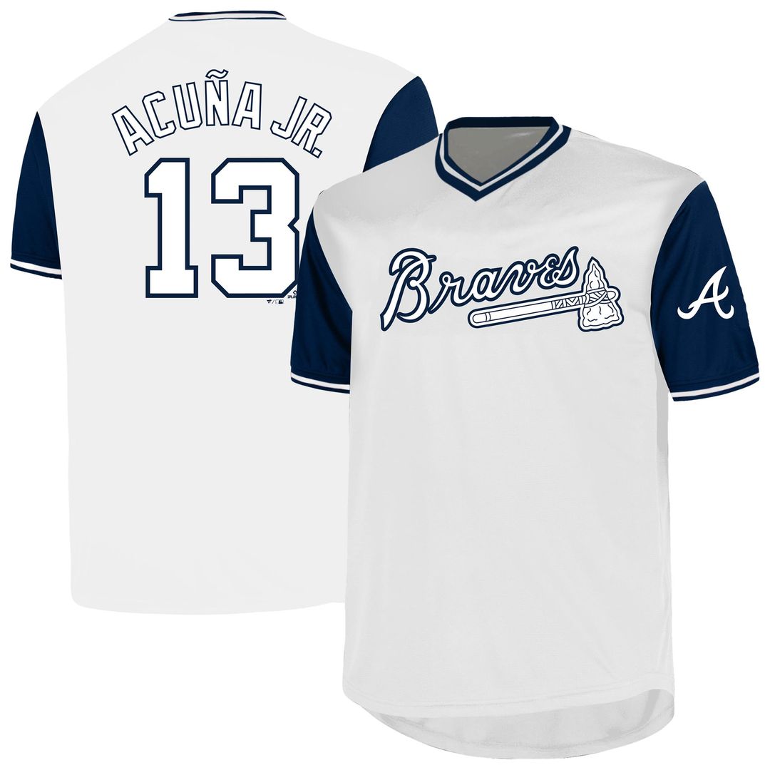 Men's Atlanta Braves Ronald Acuña Jr. White Big & Tall Name & Number MLB Baseball Jersey - view 1