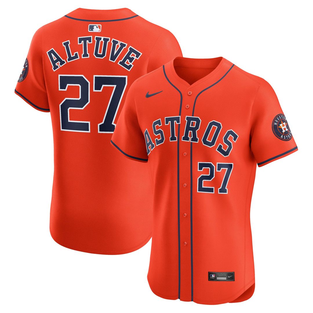 Men's Houston Astros Jose Altuve Orange Alternate Elite MLB Baseball Jersey - view 1