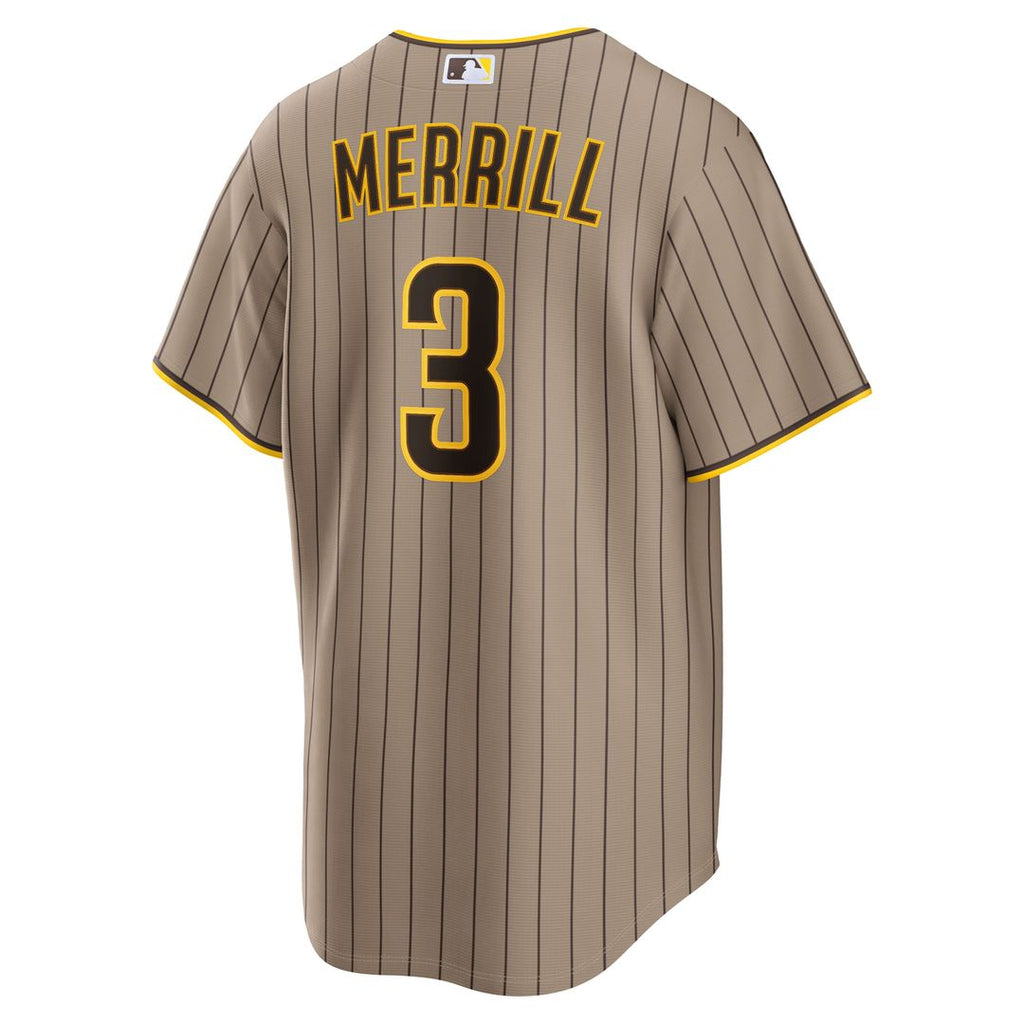 Men's San Diego Padres Jackson Merrill Sand Alternate Replica MLB Baseball Jersey - view 3
