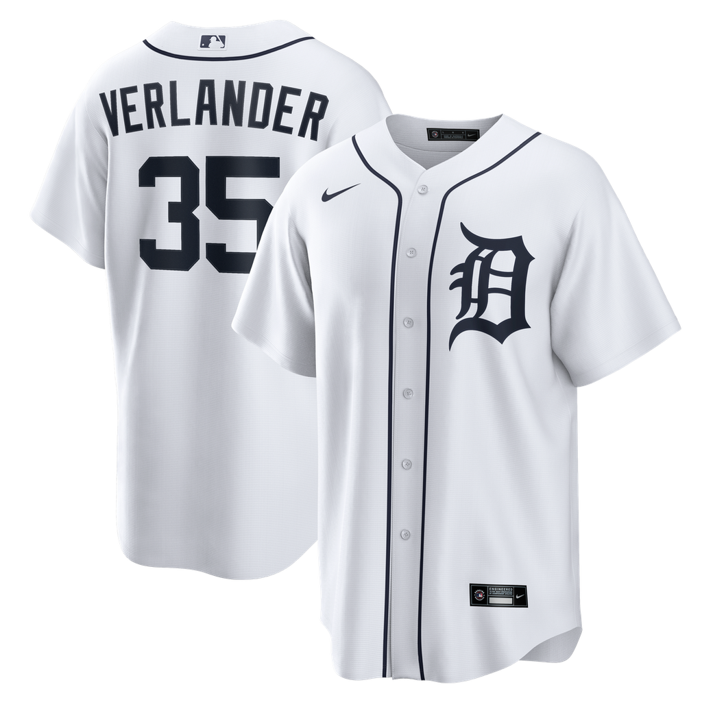 Men's Detroit Tigers Justin Verlander White Home Replica MLB Baseball Jersey - view 1