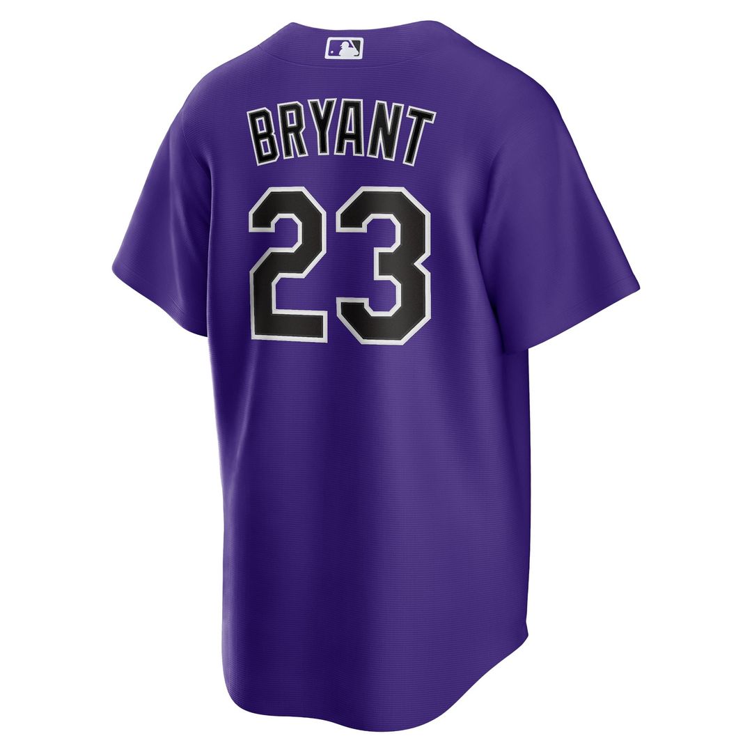Men's Colorado Rockies Kris Bryant Purple Alternate Replica MLB Baseball Jersey - view 3