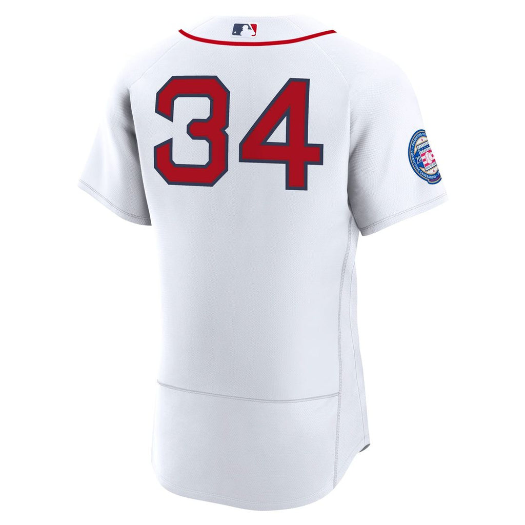 Men's Boston Red Sox David Ortiz White Home Retired 2022 Hall of Fame Patch MLB Baseball Jersey - view 3
