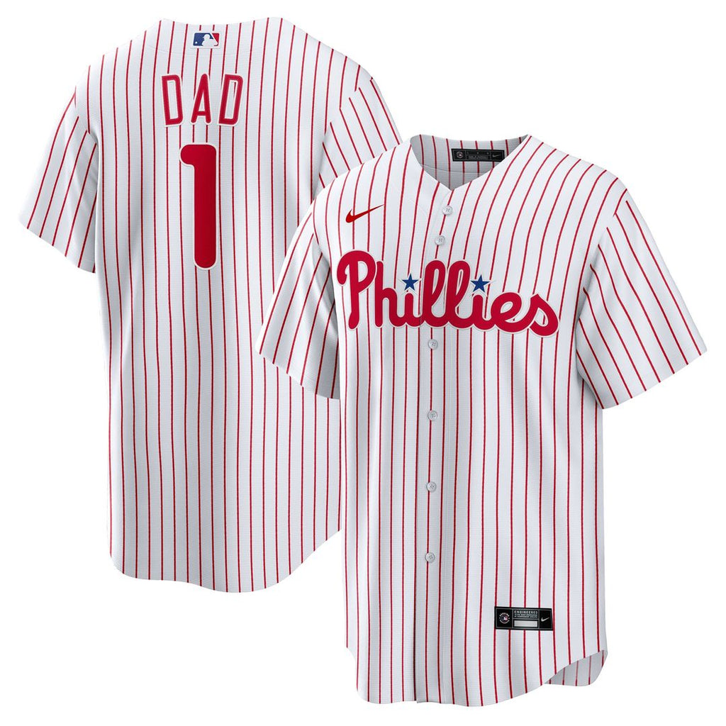 Men's Philadelphia Phillies White #1 Dad Home Replica MLB Baseball Jersey - view 1