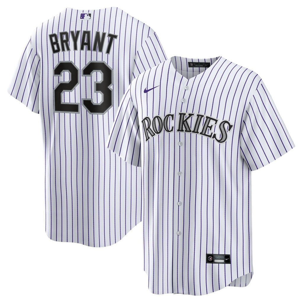 Men's Colorado Rockies Kris Bryant White/Purple Replica MLB Baseball Jersey - view 1