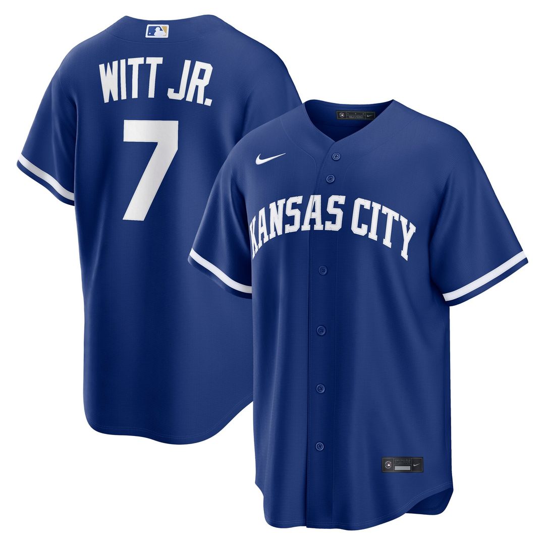 Men's Kansas City Royals Bobby Witt Jr. Royal Alternate Replica MLB Baseball Jersey - view 4