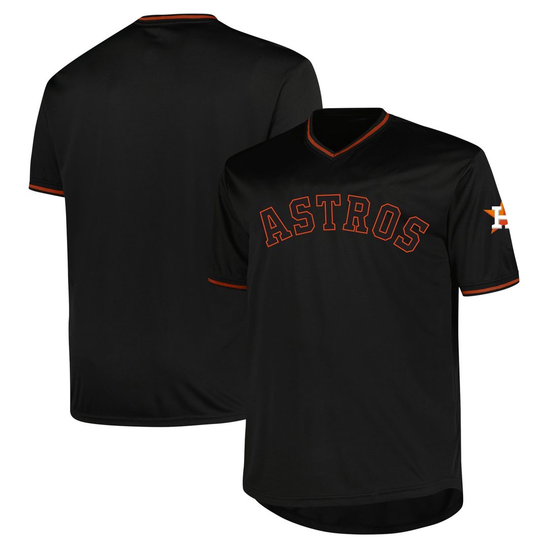 Men's Houston Astros Black Big & Tall Pop Fashion MLB Baseball Jersey - view 1
