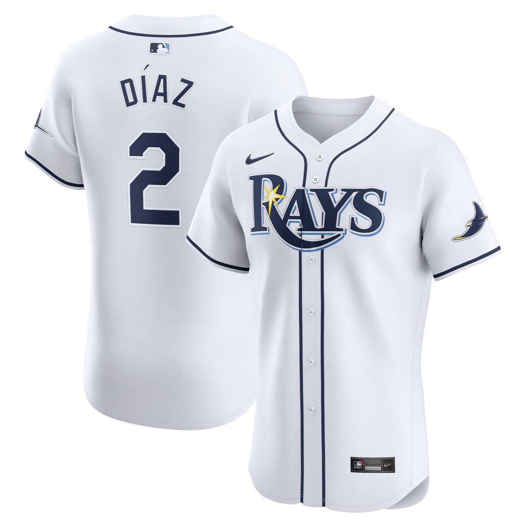 Men's Tampa Bay Rays Yandy Diaz White Home Elite MLB Baseball Jersey - view 1