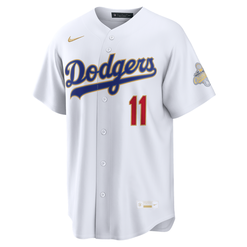 Men's Los Angeles Dodgers Roki Sasaki White 2026 Gold Collection Kanji Stadium MLB Baseball Jersey - view 2