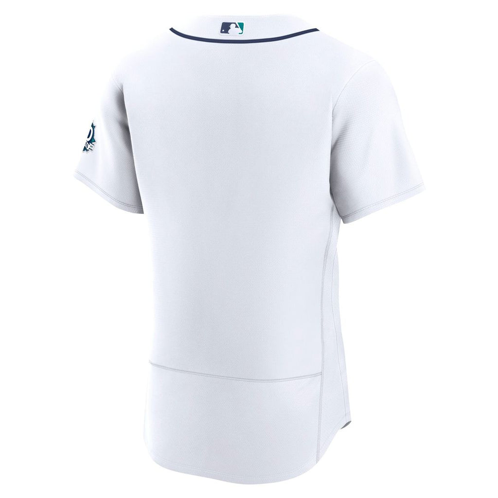 Men's Seattle Mariners White 50th Anniversary Patch Home MLB Baseball Jersey - view 4