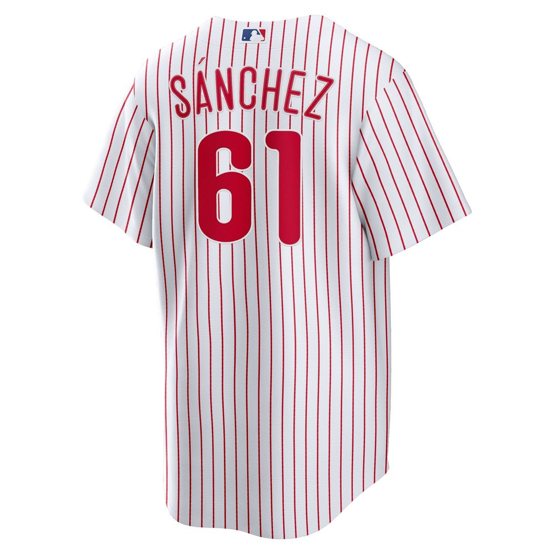 Men's Philadelphia Phillies Cristopher Sanchez White Home Replica MLB Baseball Jersey - view 3