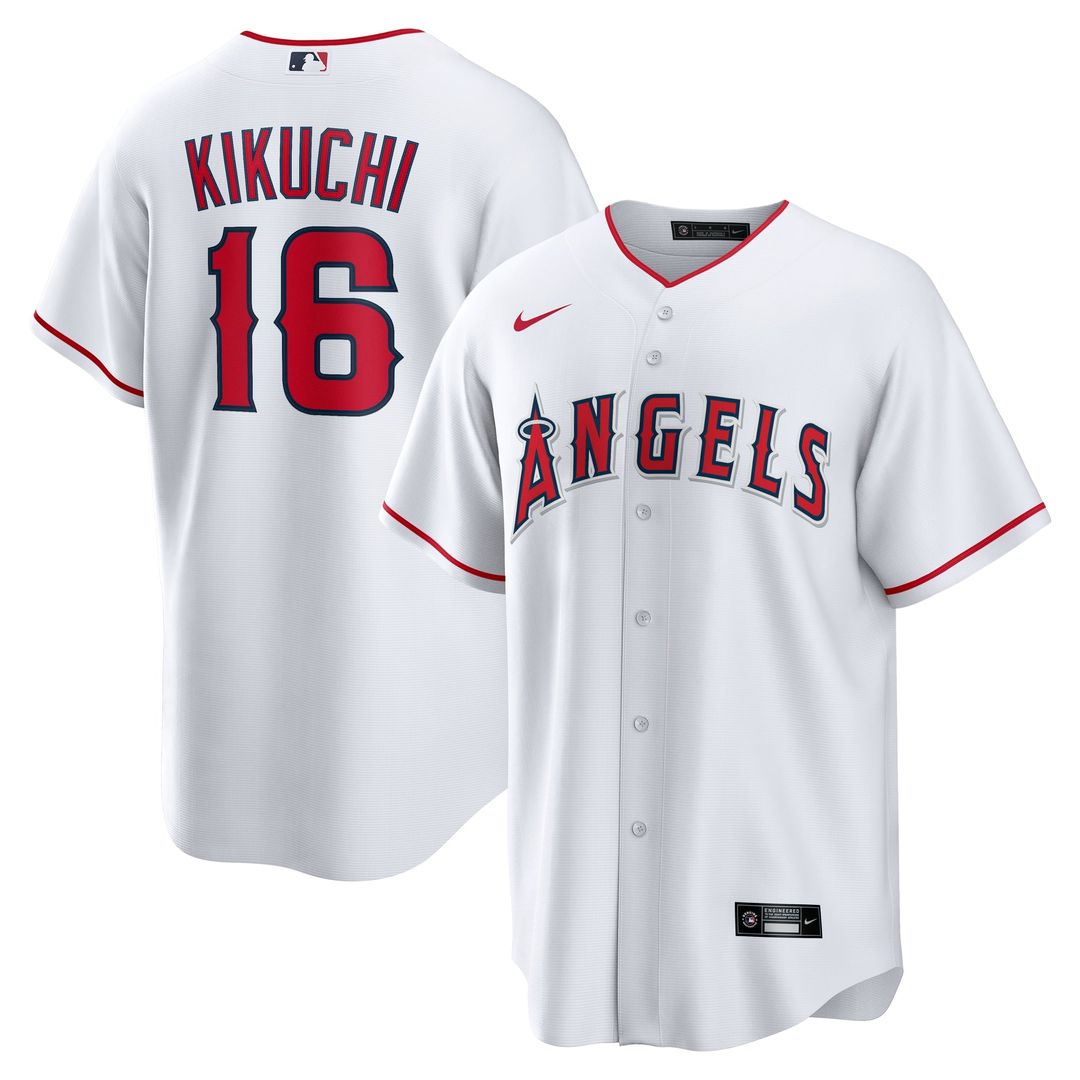 Men's Los Angeles Angels Yusei Kikuchi White Home Replica MLB Baseball Jersey - view 1