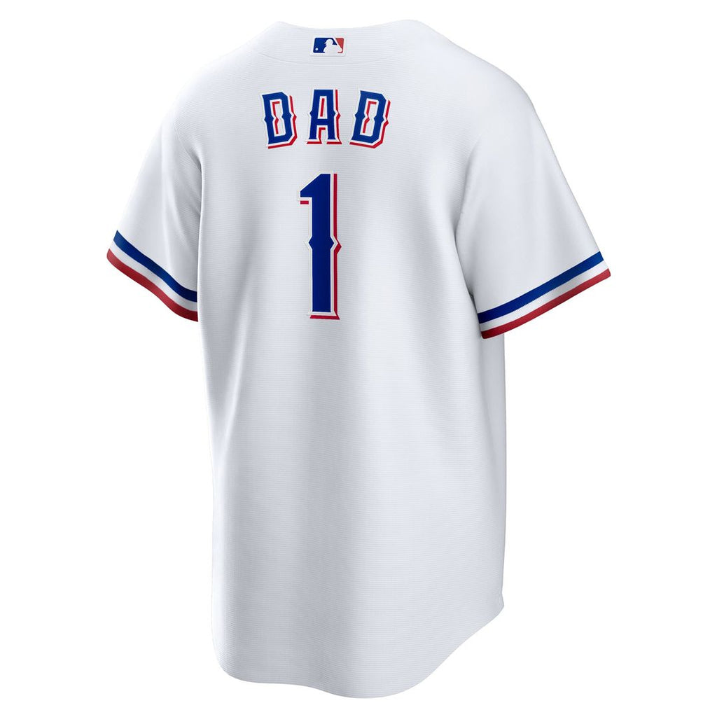Men's Texas Rangers White #1 Dad Home Replica MLB Baseball Jersey - view 3
