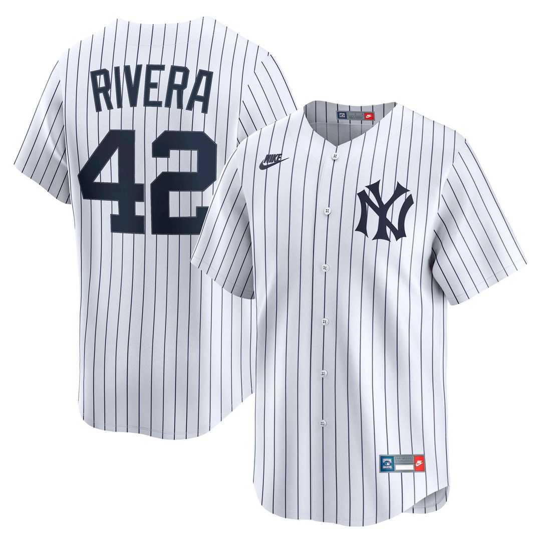 Men's New York Yankees Mariano Rivera White Throwback Cooperstown Collection Limited MLB Baseball Jersey - view 1