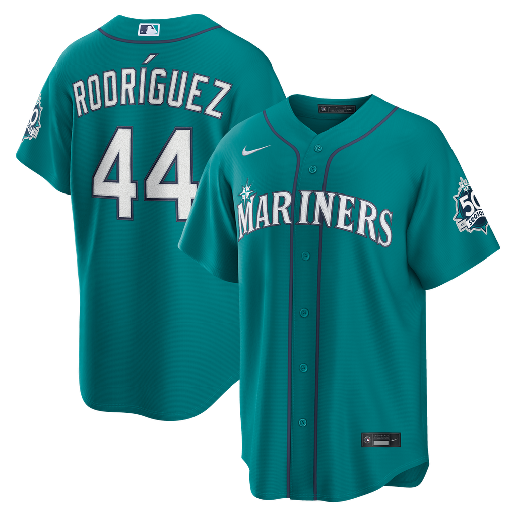 Men's Seattle Mariners Julio Rodríguez Teal Alternate Stadium 50th Season Patch MLB Baseball Jersey - view 4