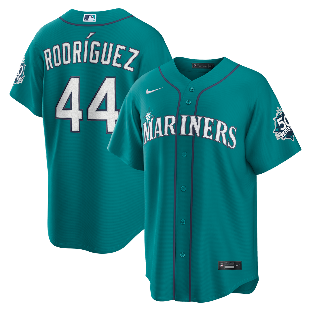 Men's Seattle Mariners Julio Rodríguez Teal Alternate Stadium 50th Season Patch MLB Baseball Jersey - view 4