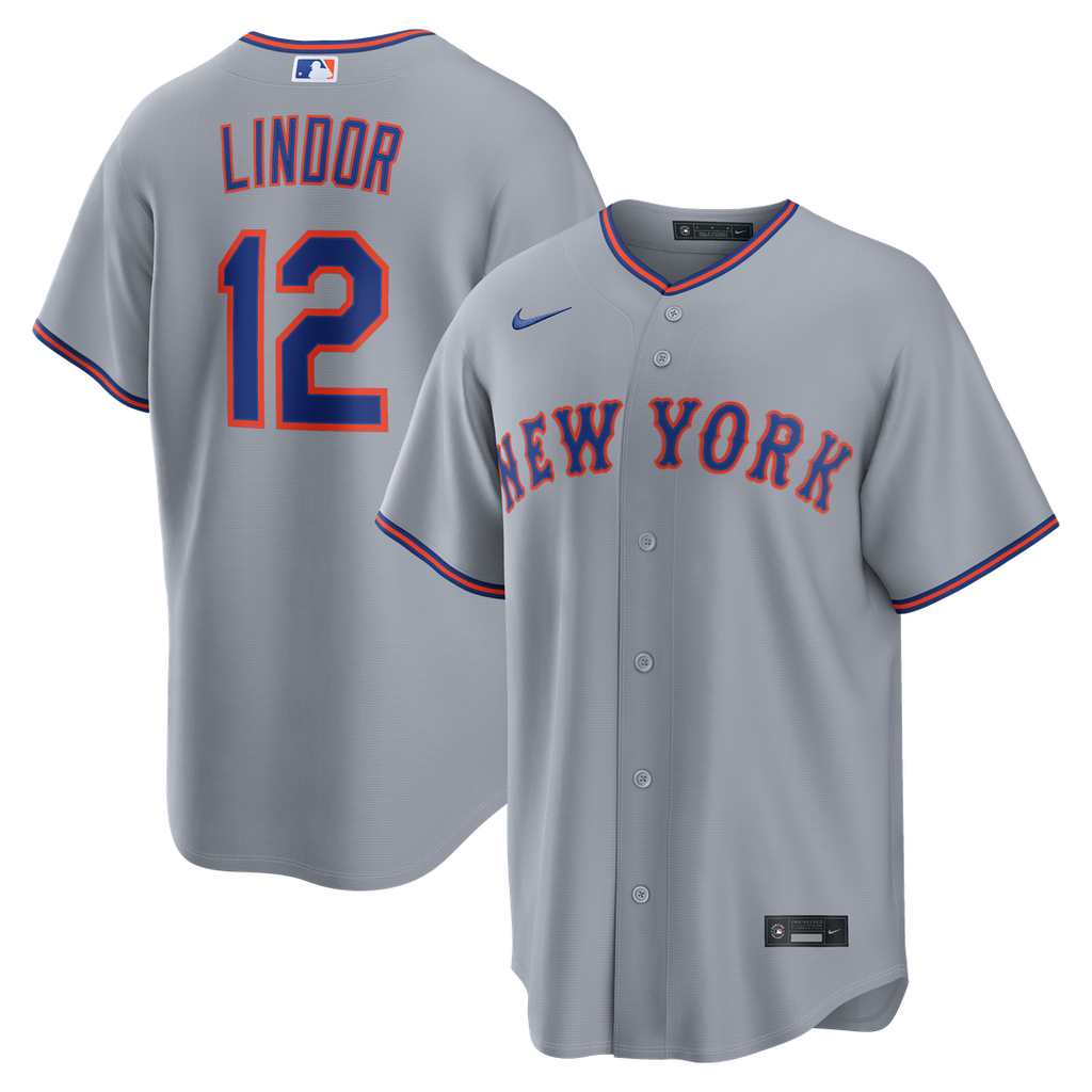 Men's New York Mets Francisco Lindor Gray Road Replica MLB Baseball Jersey - view 4