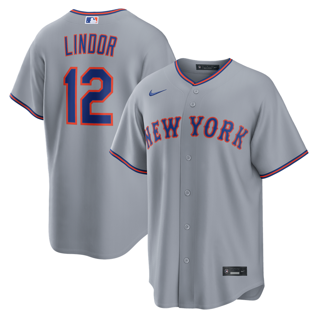 Men's New York Mets Francisco Lindor Gray Road Replica MLB Baseball Jersey - view 4