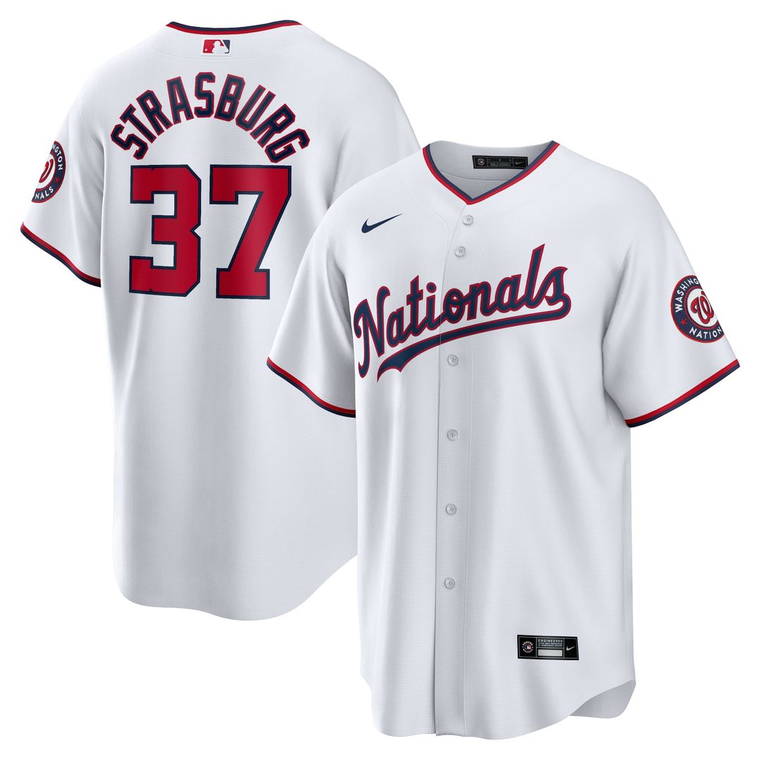 Men's Washington Nationals Stephen Strasburg White Home Replica MLB Baseball Jersey - view 1