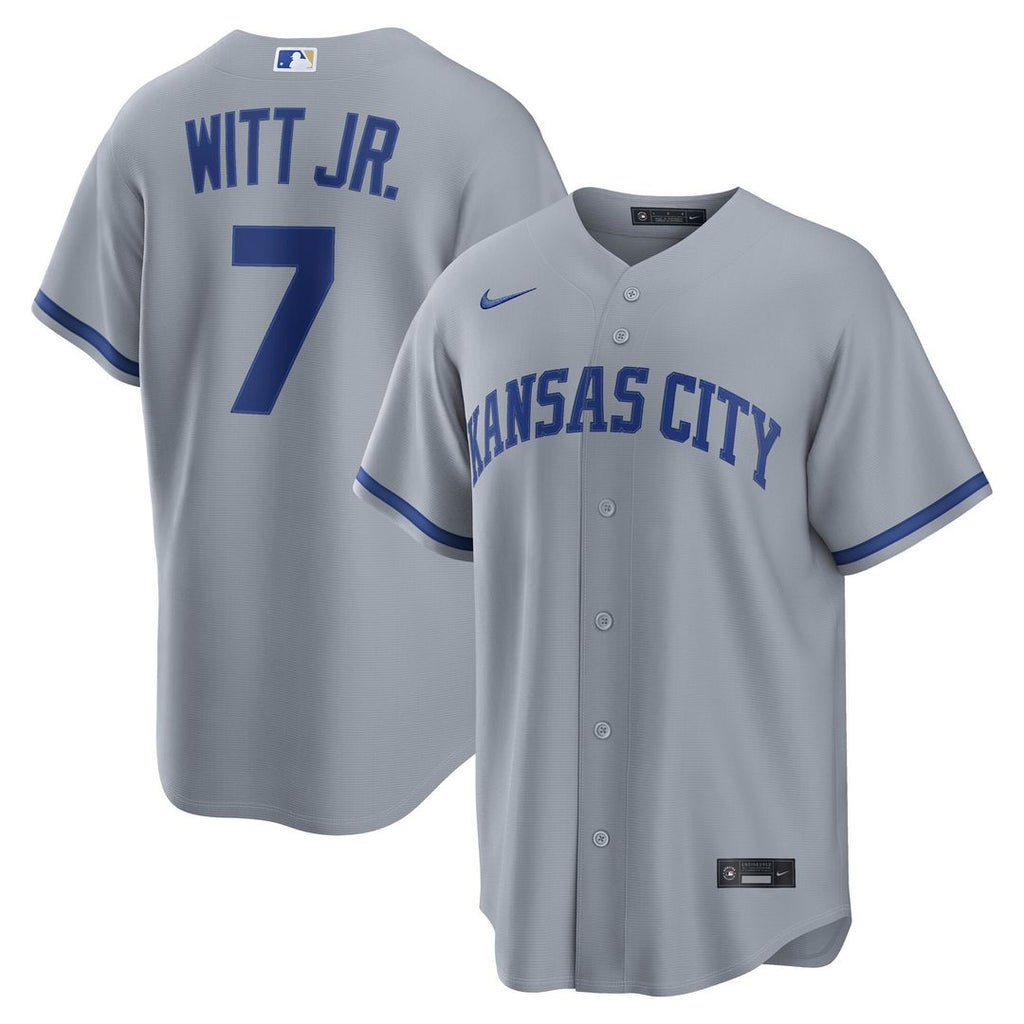 Men's Kansas City Royals Bobby Witt Jr. Gray Road Replica MLB Baseball Jersey - view 1