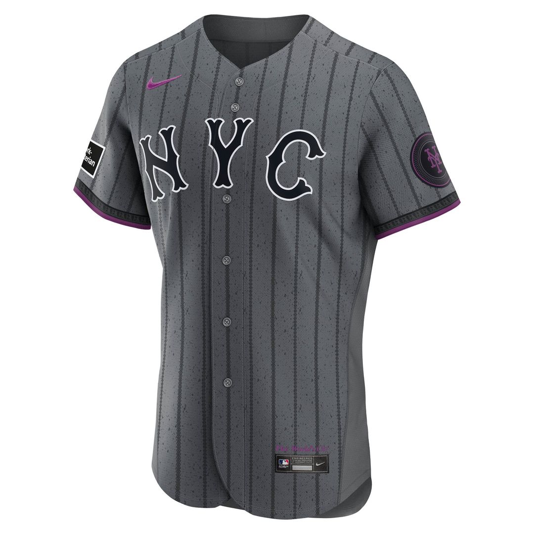 Men's New York Mets Francisco Lindor Gray City Connect Sponsor Patch MLB Baseball Jersey - view 2