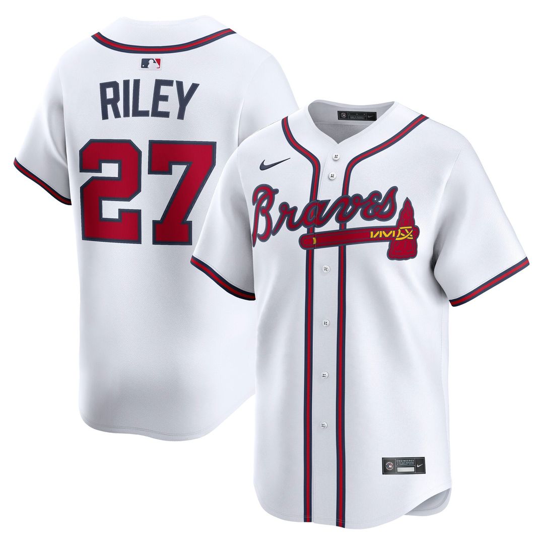 Men's Atlanta Braves Austin Riley White Home Limited MLB Baseball Jersey - view 1