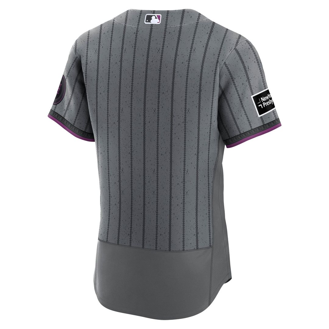 Men's New York Mets Gray City Connect Sponsor Patch MLB Baseball Jersey - view 3
