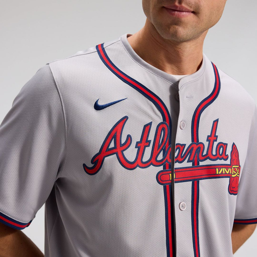 Men's Atlanta Braves Ozzie Albies Gray Road Limited MLB Baseball Jersey - view 9