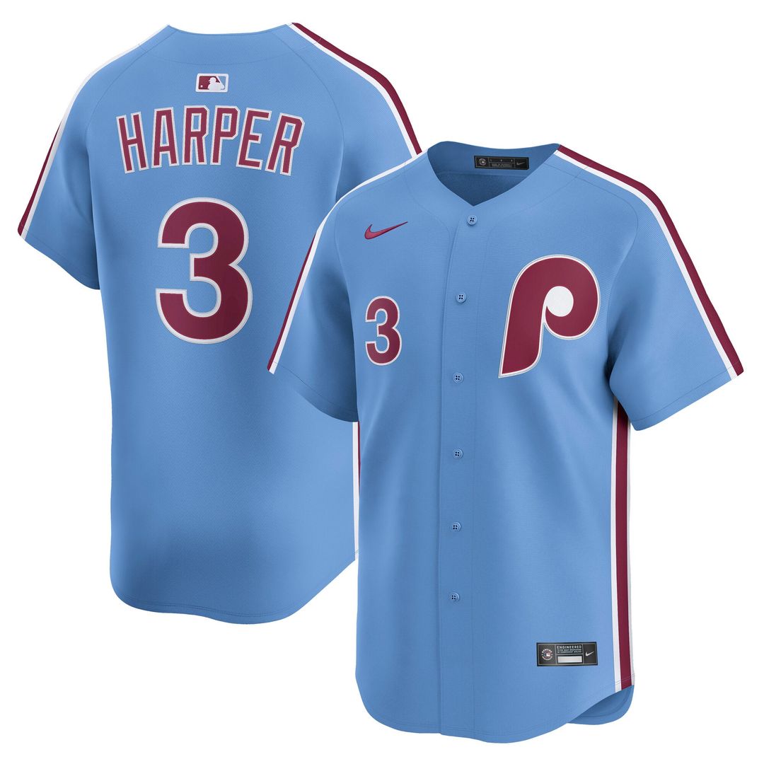 Men's Philadelphia Phillies Bryce Harper Light Blue Alternate Limited MLB Baseball Jersey - view 1