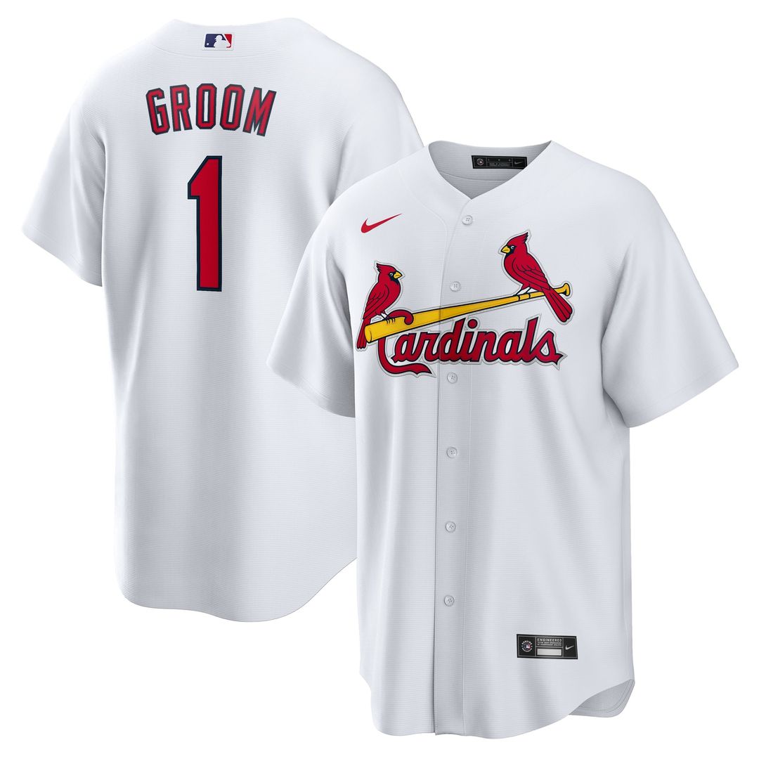 Men's St. Louis Cardinals White #1 Groom Home Replica MLB Baseball Jersey - view 1