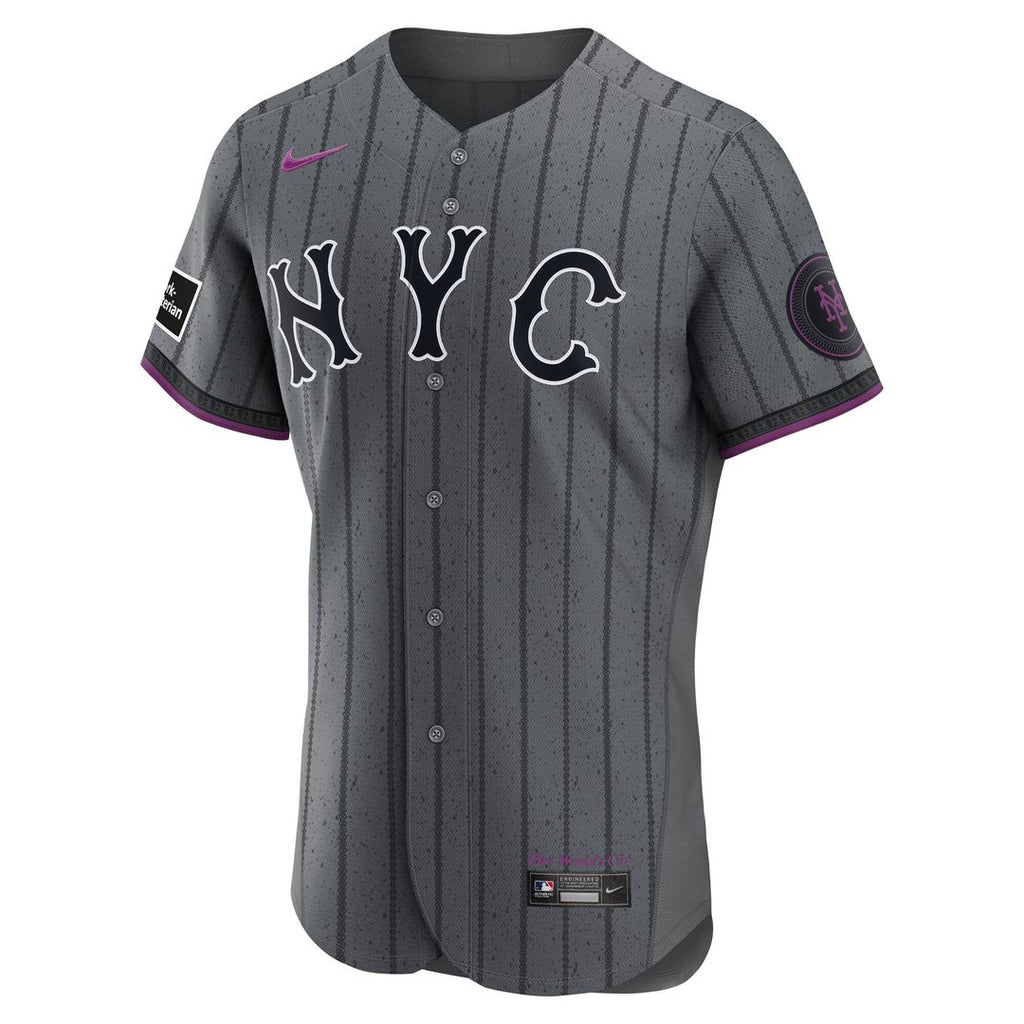 Men's New York Mets Gray City Connect Sponsor Patch MLB Baseball Jersey - view 2