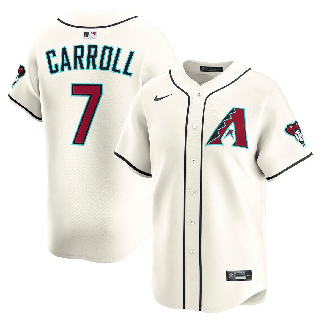 Men's Arizona Diamondbacks Corbin Carroll Cream Home Limited MLB Baseball Jersey - view 4
