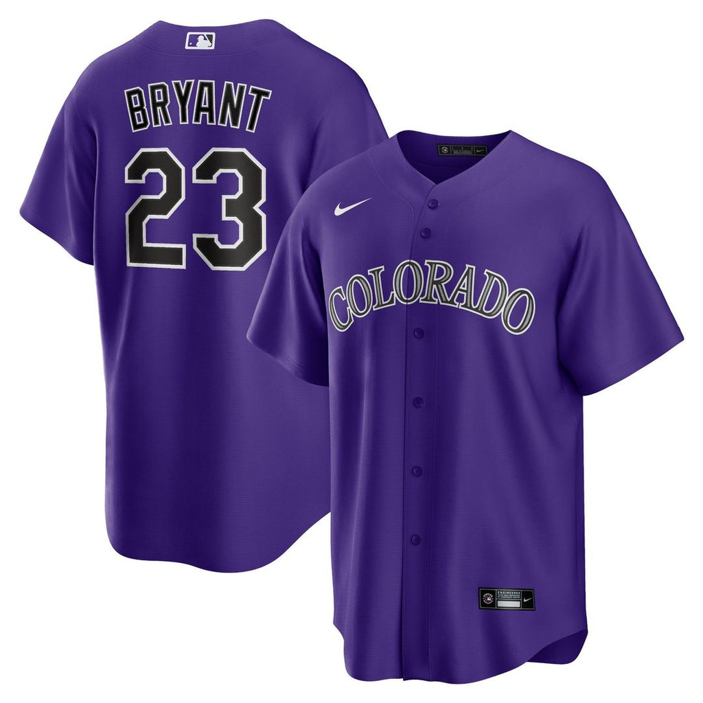 Men's Colorado Rockies Kris Bryant Purple Alternate Replica MLB Baseball Jersey - view 1