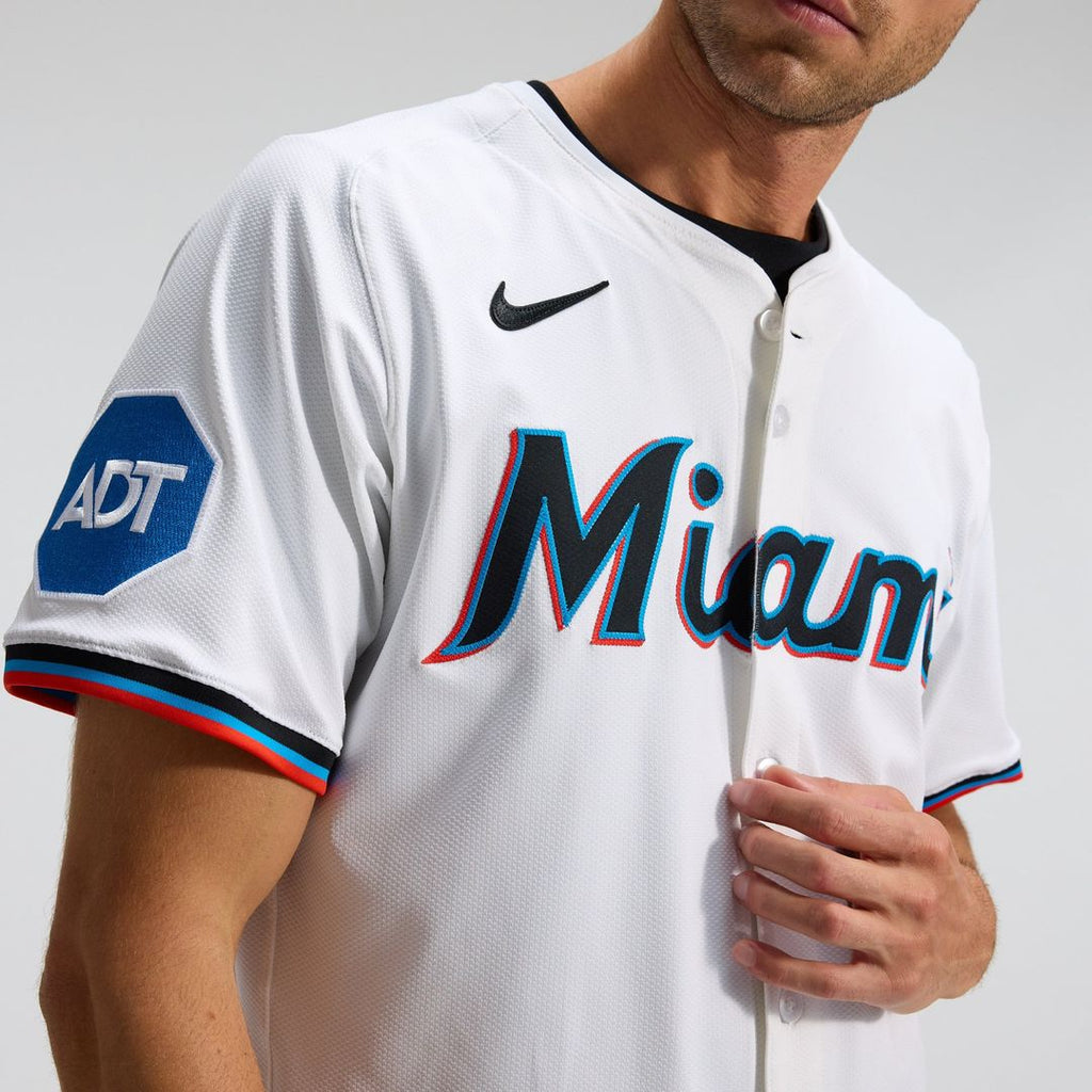 Men's Miami Marlins White Home Elite MLB Baseball Jersey - view 10