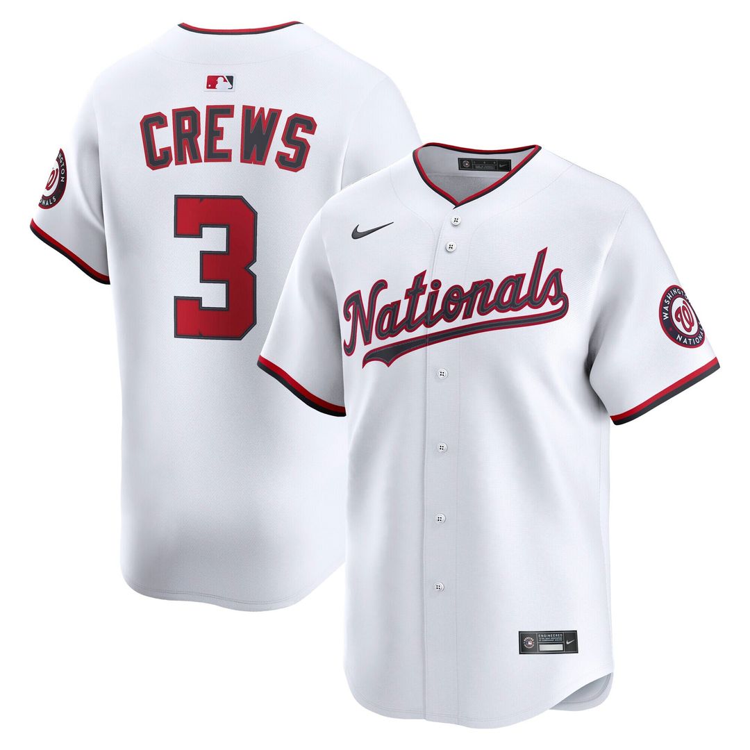 Men's Washington Nationals Dylan Crews White Home Limited MLB Baseball Jersey - view 1