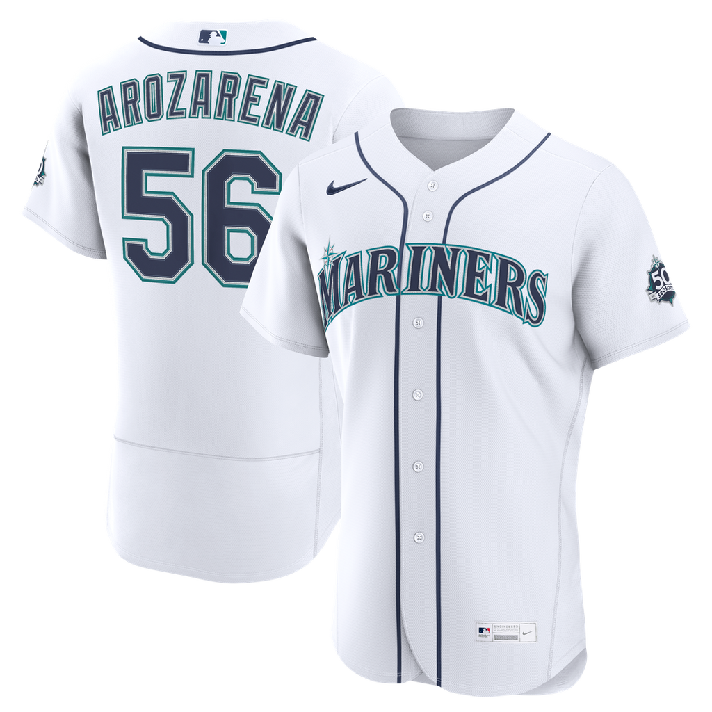 Men's Seattle Mariners Randy Arozarena White Home 50th Season MLB Baseball Jersey - view 1