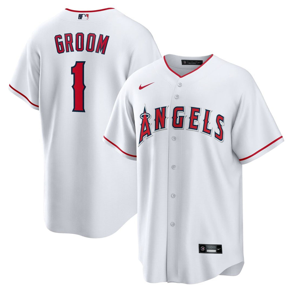 Men's Los Angeles Angels White #1 Groom Home Replica MLB Baseball Jersey - view 1