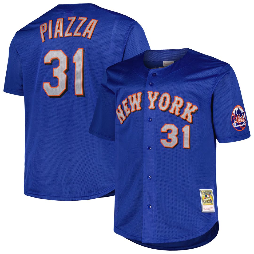 Men's New York Mets Mike Piazza Royal Big & Tall Cooperstown Mesh Batting Practice MLB Baseball Jersey - view 4