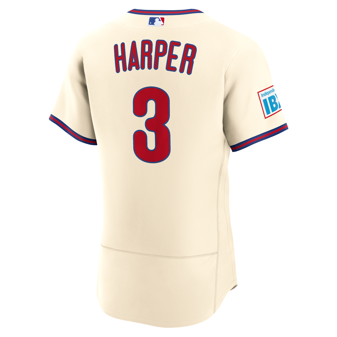 Men's Philadelphia Phillies Bryce Harper Light Blue Alternate Sponsor Patch MLB Baseball Jersey - view 12