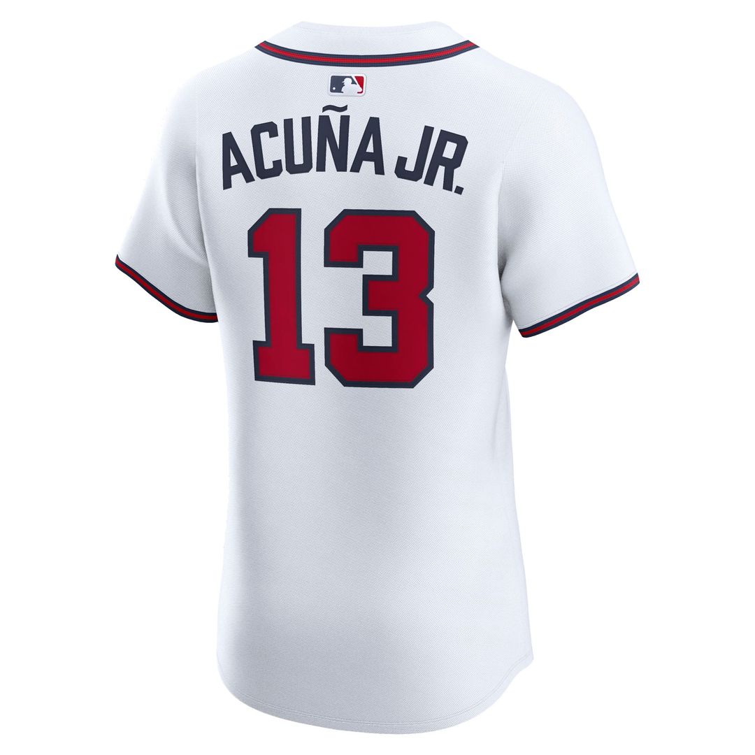 Men's Atlanta Braves Ronald Acuña Jr. White Home Elite MLB Baseball Jersey - view 3