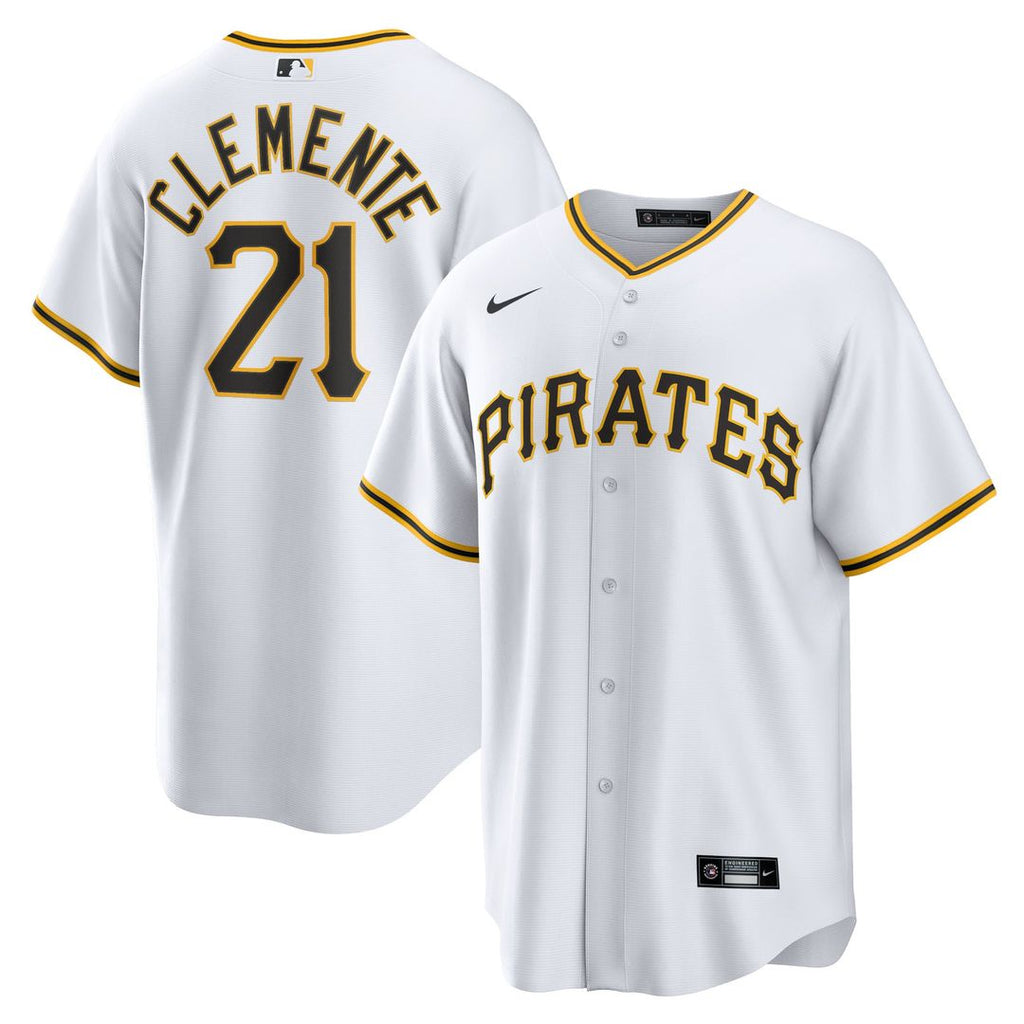 Men's Pittsburgh Pirates Roberto Clemente White Home Replica Player Name MLB Baseball Jersey - view 1