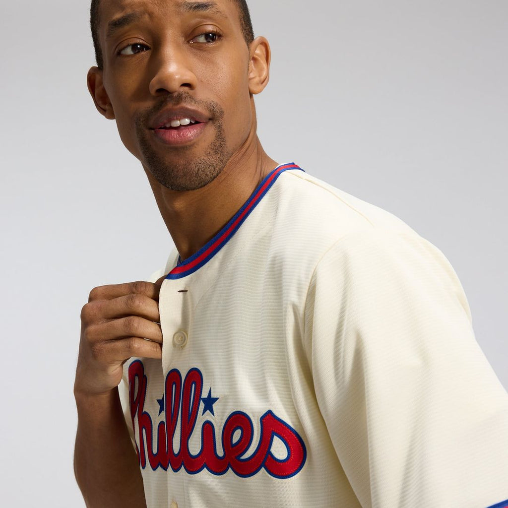 Men's Philadelphia Phillies Cream Alternate Replica MLB Baseball Jersey - view 9