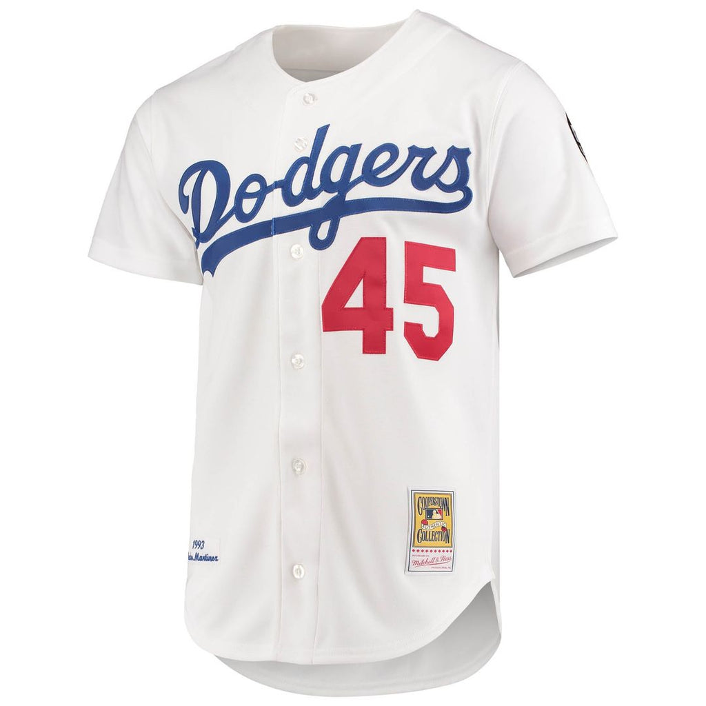 Men's Los Angeles Dodgers Pedro Martinez White 1993 Cooperstown Collection Home MLB Baseball Jersey - view 2