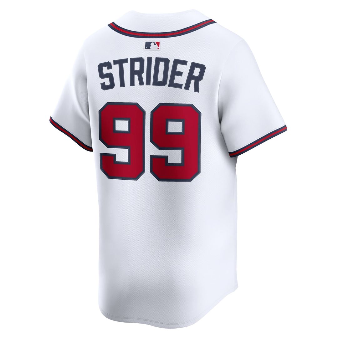 Men's Atlanta Braves Spencer Strider White Home Limited MLB Baseball Jersey - view 3