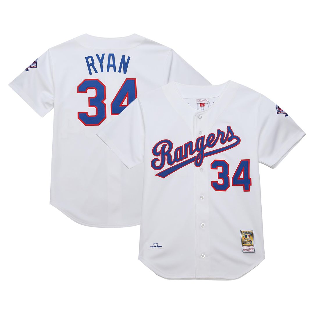 Men's Texas Rangers Nolan Ryan White 1993 Cooperstown Collection MLB Baseball Jersey - view 1