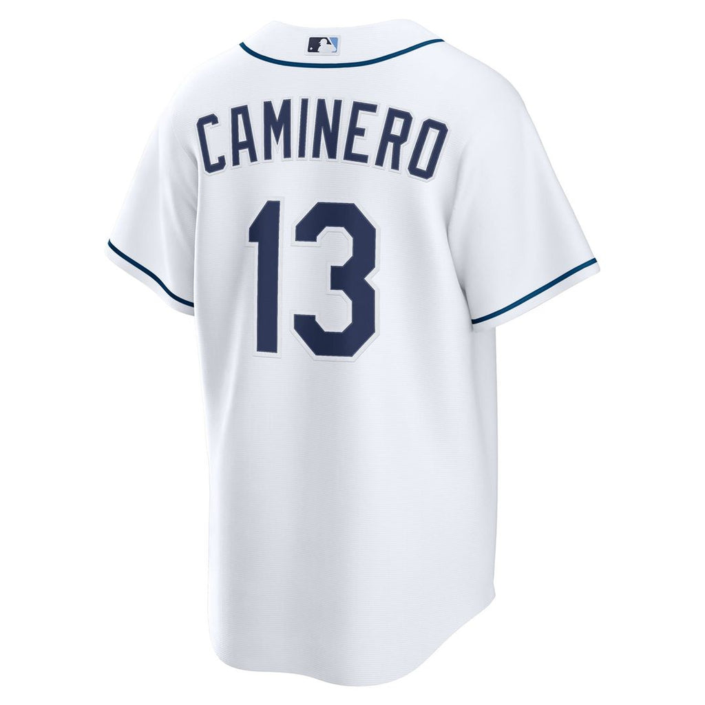 Men's Tampa Bay Rays Junior Caminero White Home Replica MLB Baseball Jersey - view 3