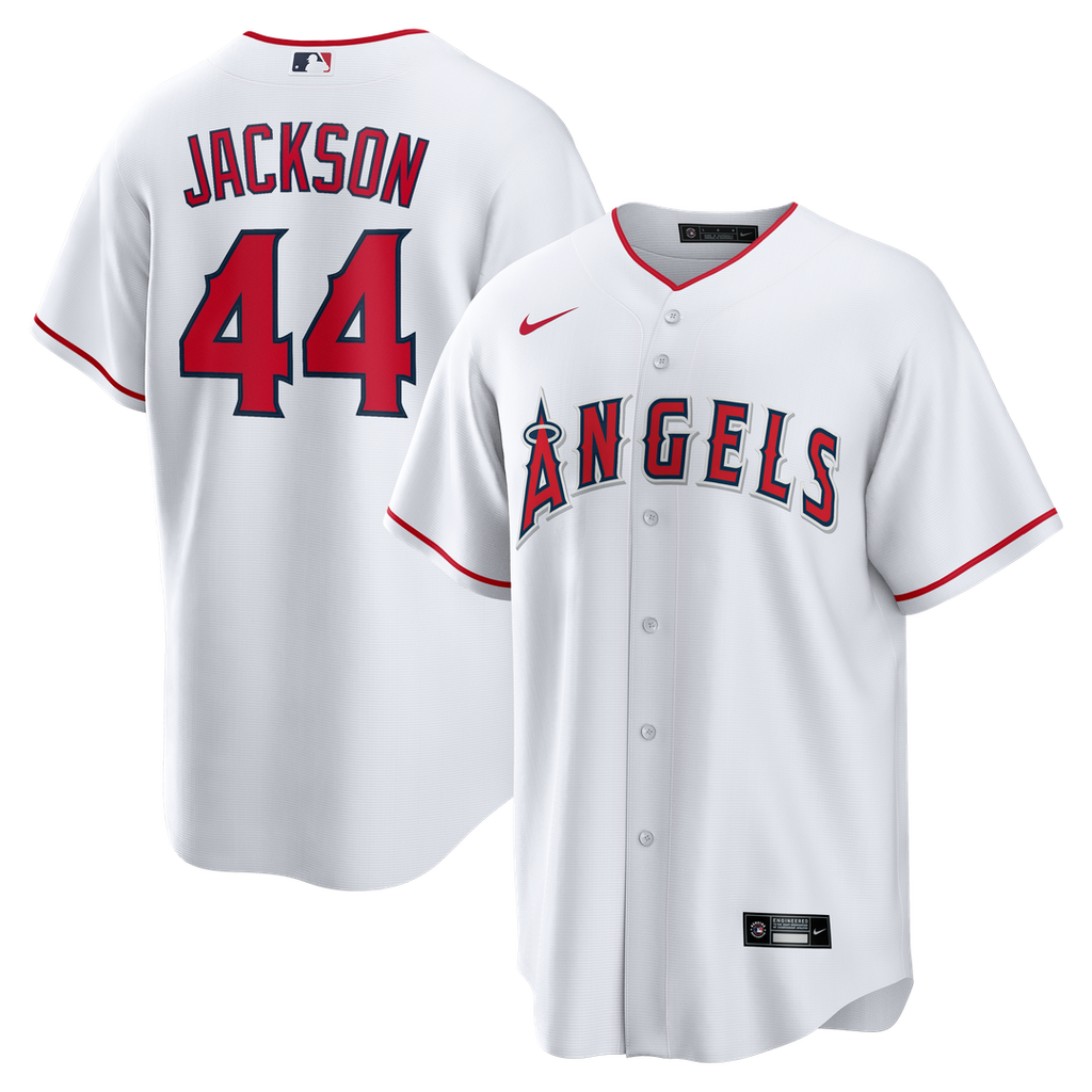 Men's Los Angeles Angels Reggie Jackson White Home Retired Player Replica MLB Baseball Jersey - view 1