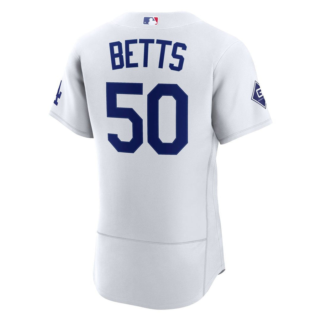 Men's Los Angeles Dodgers Mookie Betts White Home Sponsor Patch MLB Baseball Jersey - view 3
