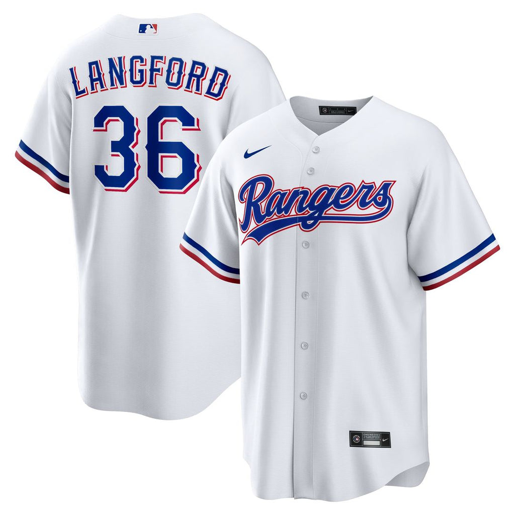 Men's Texas Rangers Wyatt Langford White Home Replica MLB Baseball Jersey - view 1